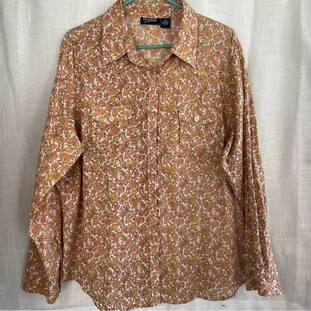 Mileage Floral Button-Up Shirt 2X